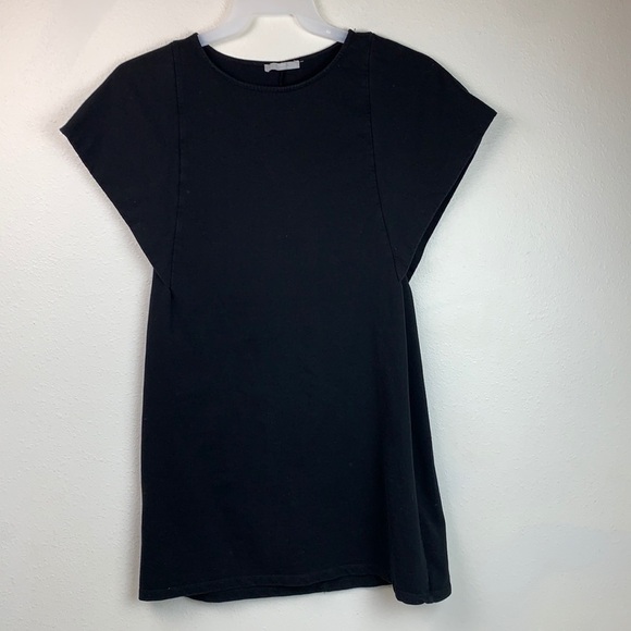 ZARA mini dress W/B Collection: structured cape sleeve chic black shift EUC - Picture 4 of 10